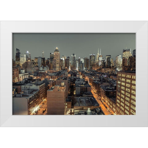 Lower Manhattan-New York White Modern Wood Framed Art Print by Frank, Assaf