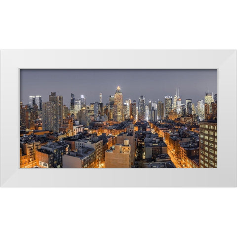Lower Manhattan-New York White Modern Wood Framed Art Print by Frank, Assaf