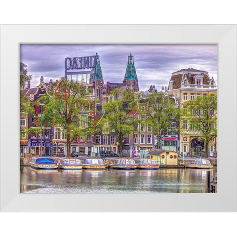 Amsterdam waterfront White Modern Wood Framed Art Print by Frank, Assaf