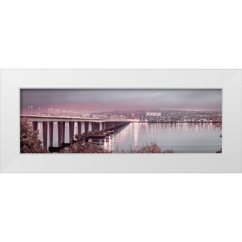 Tay Road Bridge over river Tay, Dundee, Scotland,FTBR 1858 White Modern Wood Framed Art Print by Frank, Assaf