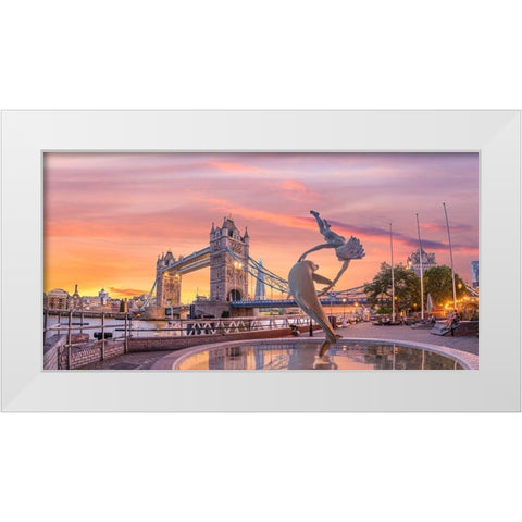 Tower Bridge at sunset, London White Modern Wood Framed Art Print by Frank, Assaf