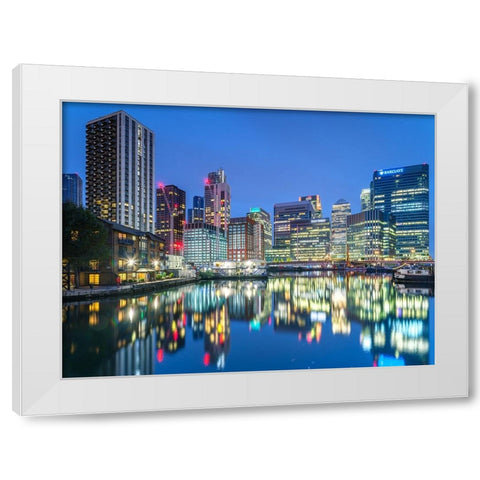City of-reflection White Modern Wood Framed Art Print by Frank, Assaf