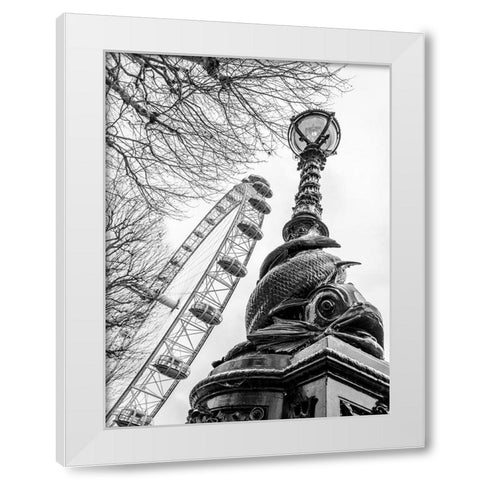 London eye and Street lamp White Modern Wood Framed Art Print by Frank, Assaf