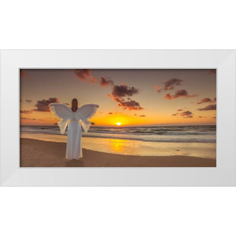 AF20150830 Beach 007-PanoP2C04 White Modern Wood Framed Art Print by Frank, Assaf