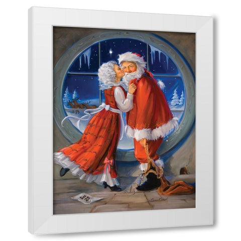 Mrs. Claus Kiss White Modern Wood Framed Art Print by Comish, Susan