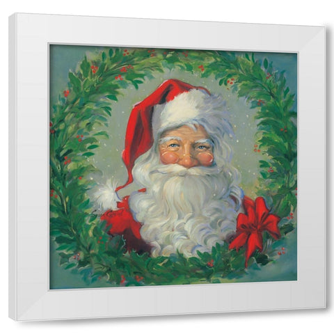 Santa Wreath White Modern Wood Framed Art Print by Comish, Susan