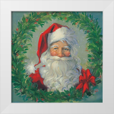 Santa Wreath White Modern Wood Framed Art Print by Comish, Susan