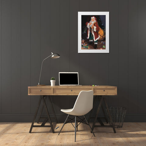 Shhh Santa White Modern Wood Framed Art Print by Comish, Susan