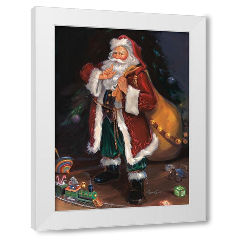 Shhh Santa White Modern Wood Framed Art Print by Comish, Susan