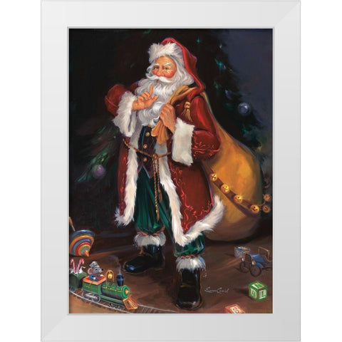 Shhh Santa White Modern Wood Framed Art Print by Comish, Susan