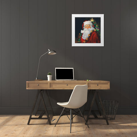 Sparkling Santa White Modern Wood Framed Art Print by Comish, Susan