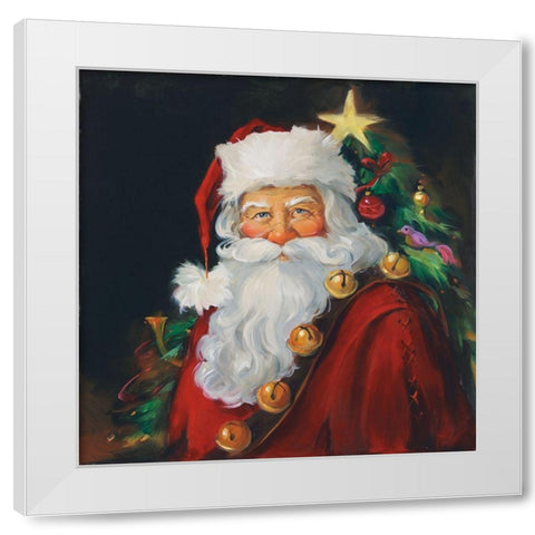 Sparkling Santa White Modern Wood Framed Art Print by Comish, Susan