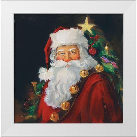 Sparkling Santa White Modern Wood Framed Art Print by Comish, Susan