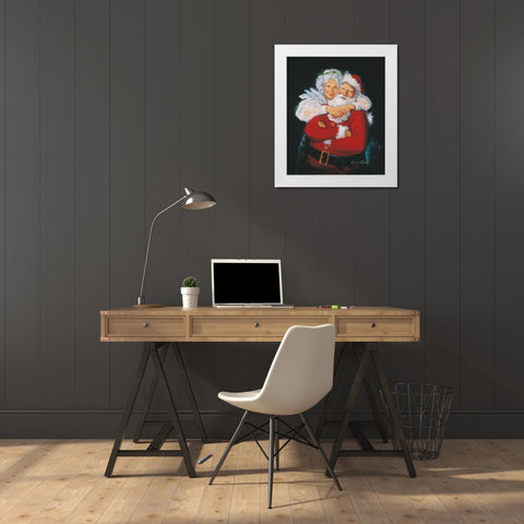 Mr and Mrs Claus White Modern Wood Framed Art Print by Comish, Susan