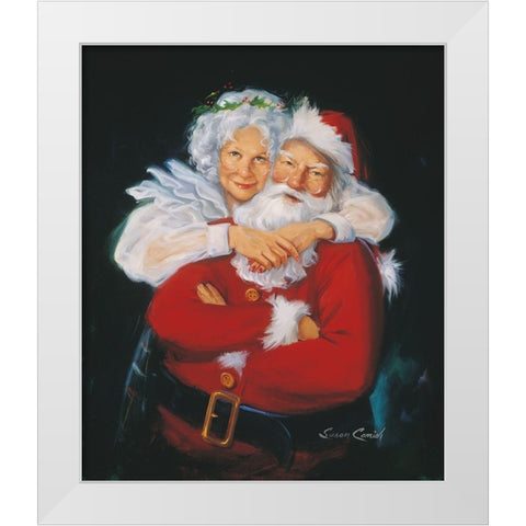 Mr and Mrs Claus White Modern Wood Framed Art Print by Comish, Susan