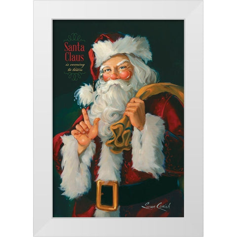 Santa Claus Is Coming White Modern Wood Framed Art Print by Comish, Susan