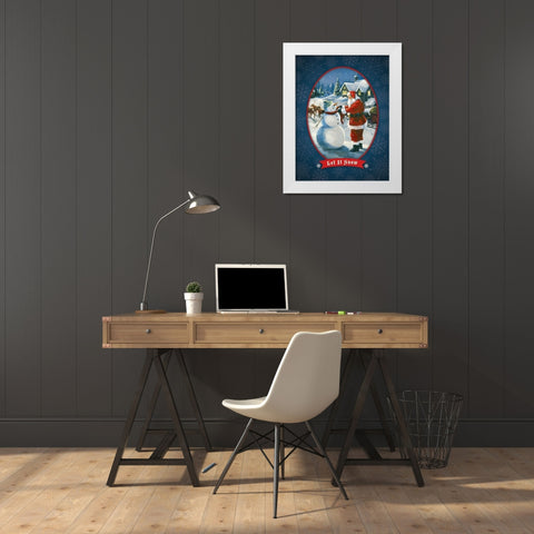 Let It Snow White Modern Wood Framed Art Print by Comish, Susan