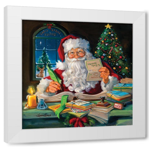 Santas Office White Modern Wood Framed Art Print by Comish, Susan