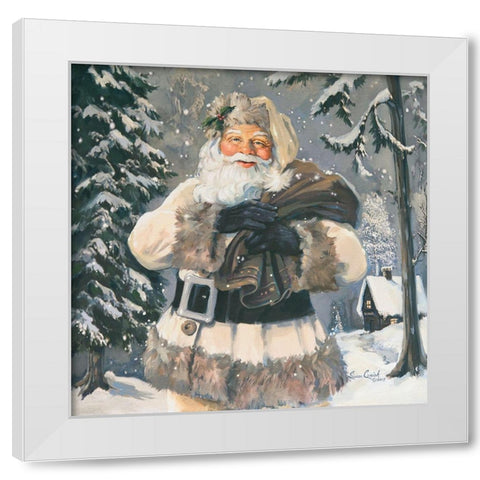 Woodland Santa White Modern Wood Framed Art Print by Comish, Susan