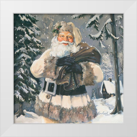 Woodland Santa White Modern Wood Framed Art Print by Comish, Susan