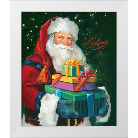 Santas Gifts White Modern Wood Framed Art Print by Comish, Susan