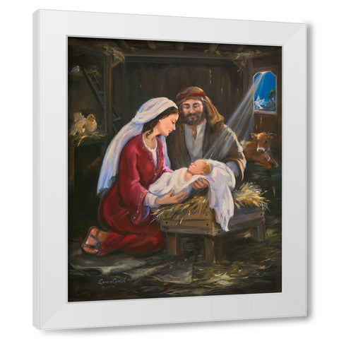 Silent Night White Modern Wood Framed Art Print by Comish, Susan