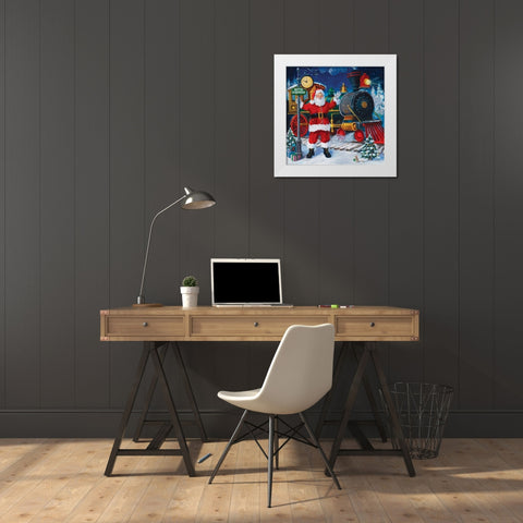 All Aboard White Modern Wood Framed Art Print by Comish, Susan