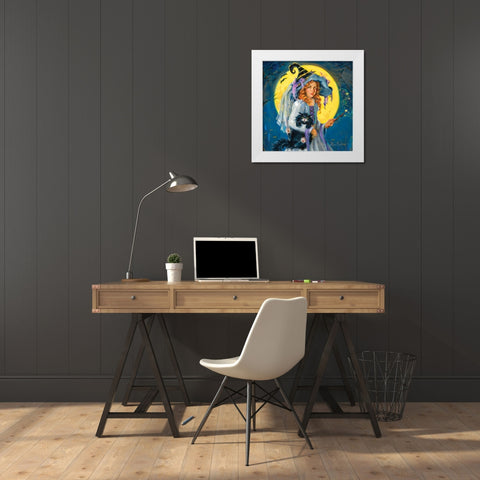 Witchs Night Out White Modern Wood Framed Art Print by Comish, Susan