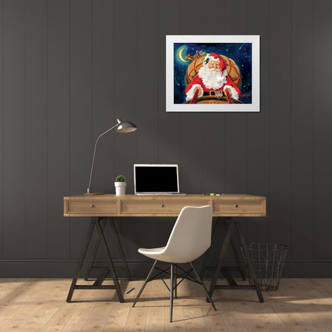 Santas On His Way White Modern Wood Framed Art Print by Comish, Susan