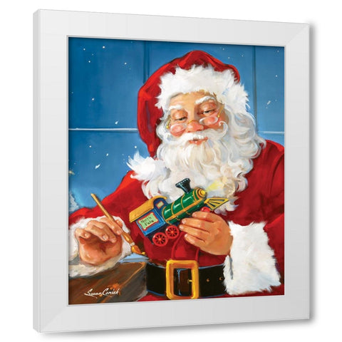 Santas Toys White Modern Wood Framed Art Print by Comish, Susan
