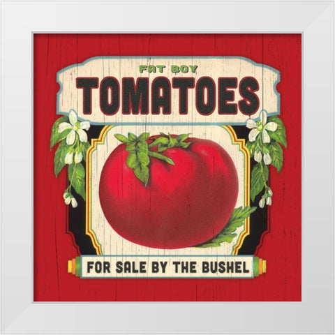 Tomato Label White Modern Wood Framed Art Print by Marrott, Stephanie
