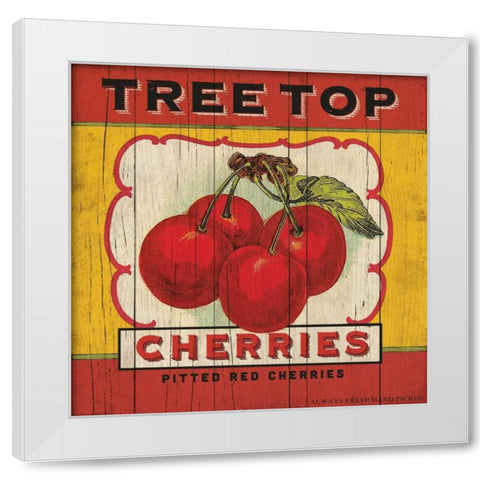 Cherry Label White Modern Wood Framed Art Print by Marrott, Stephanie