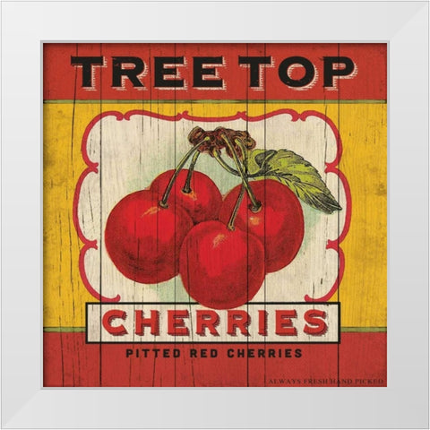 Cherry Label White Modern Wood Framed Art Print by Marrott, Stephanie