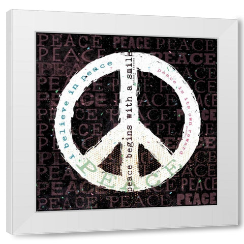 Peace Smile White Modern Wood Framed Art Print by Marrott, Stephanie