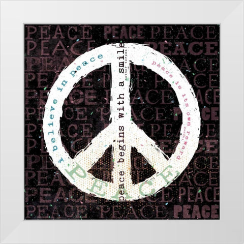 Peace Smile White Modern Wood Framed Art Print by Marrott, Stephanie
