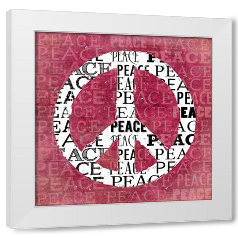 Pink Peace White Modern Wood Framed Art Print by Marrott, Stephanie