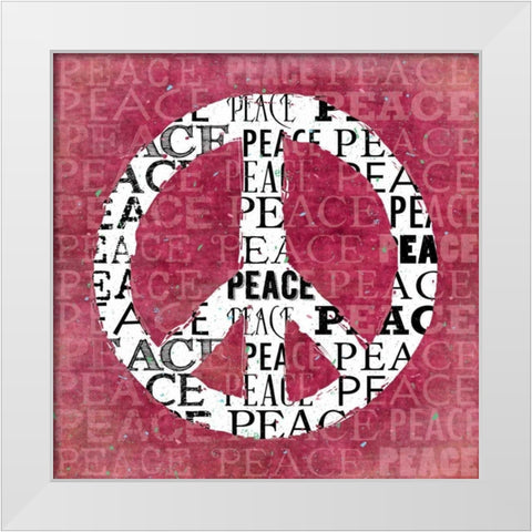 Pink Peace White Modern Wood Framed Art Print by Marrott, Stephanie
