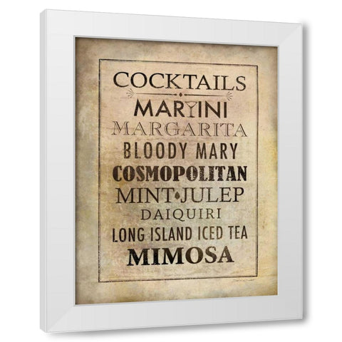 Vintage Cocktails White Modern Wood Framed Art Print by Marrott, Stephanie