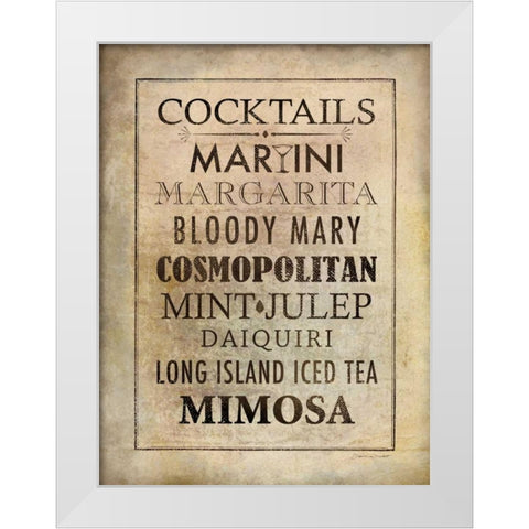 Vintage Cocktails White Modern Wood Framed Art Print by Marrott, Stephanie