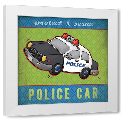 Police White Modern Wood Framed Art Print by Marrott, Stephanie