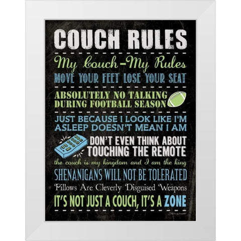 Couch Rules - Black White Modern Wood Framed Art Print by Marrott, Stephanie
