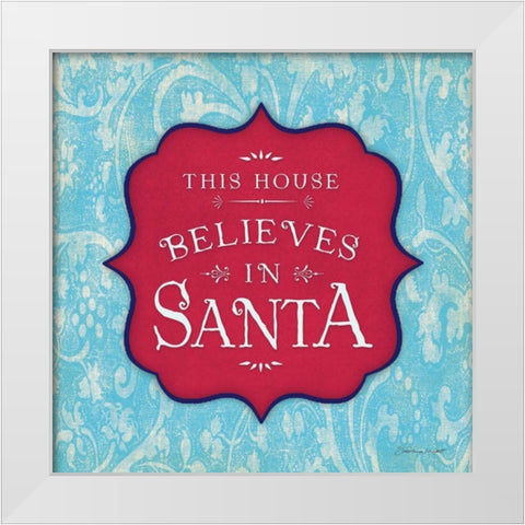 Believe in Santa - Aqua White Modern Wood Framed Art Print by Marrott, Stephanie