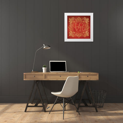 Love White Modern Wood Framed Art Print by Marrott, Stephanie
