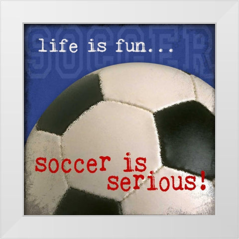 Soccer White Modern Wood Framed Art Print by Marrott, Stephanie