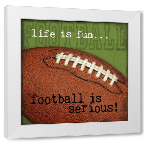 Football White Modern Wood Framed Art Print by Marrott, Stephanie