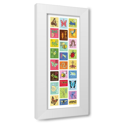 Bug Alphabet White Modern Wood Framed Art Print by Marrott, Stephanie