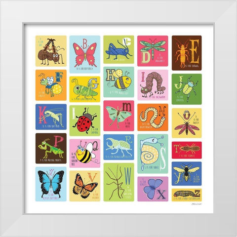 Bug Alphabet White Modern Wood Framed Art Print by Marrott, Stephanie
