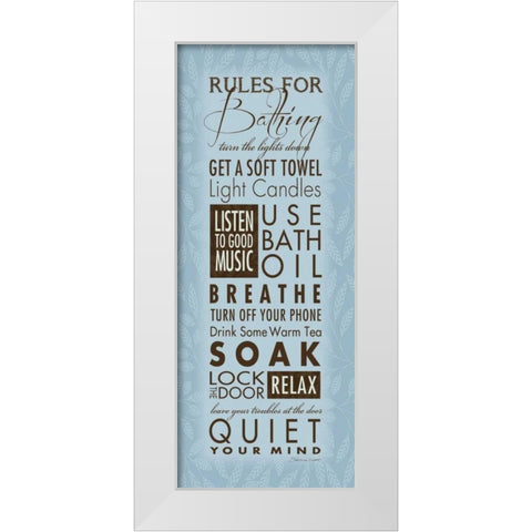 Rules For Bathing White Modern Wood Framed Art Print by Marrott, Stephanie
