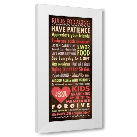 Rules For Aging White Modern Wood Framed Art Print by Marrott, Stephanie
