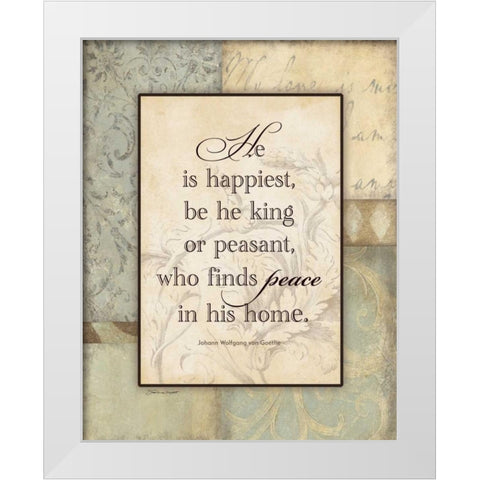 He Is Happiest White Modern Wood Framed Art Print by Marrott, Stephanie